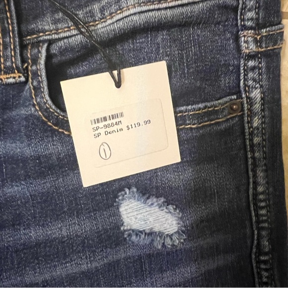 Sneak Peek Boyfriend Jeans | Distressed Dark Wash | Size 1 - Picture 7 of 8